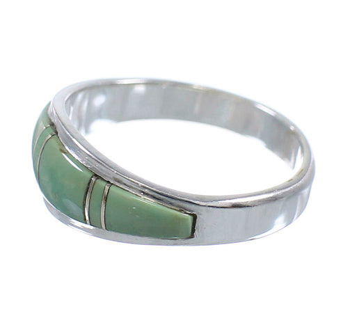 Sterling Silver And Turquoise Inlay Southwest Jewelry Ring Size 6-3/4 WX58913